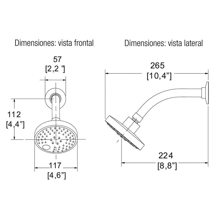 Comprar H-3300 REGADERA MULTICHORRO 5" BOTON CAMBIOS INC/BRAZO/CHAPETON CROMO. Pisos y azulejos en México