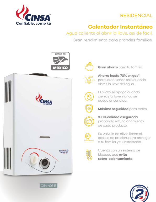 Comprar CINSA BASICO (LP) INSTANTANEO CIN-06 GAS LP. Pisos y azulejos en México
