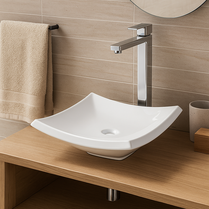 Comprar LV TRAZZO LAVABO CUADRADO DE SOBREPONER S/REBOS. BLANCO AL ALTO BRILLO. Pisos y azulejos en México