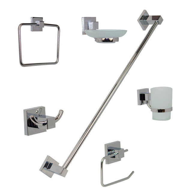 Comprar JE-95C JUEGO ACCESORIOS P/BAÑO 6 PZAS CROMO. Pisos y azulejos en México
