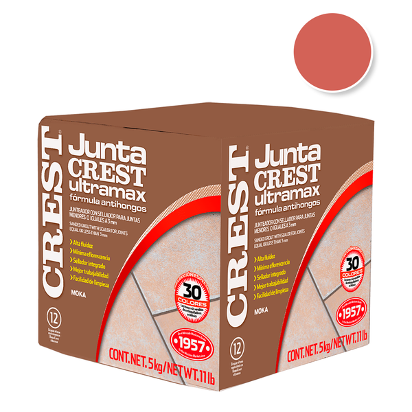 Comprar JUNTACREST ANTIHONGOS ROJO LADRILLO ULTRAMAX 5KG. Pisos y azulejos en México