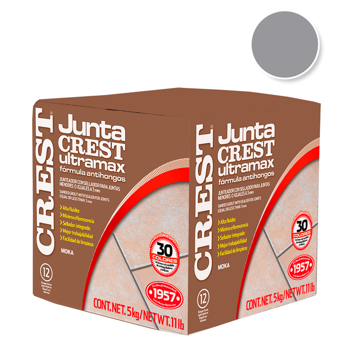 Comprar JUNTACREST ANTIHONGOS GRIS PLATA ULTRAMAX 5KG. Pisos y azulejos en México