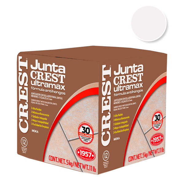 Comprar JUNTACREST ANTIHONGOS BLANCO ULTRAMAX 5KG. Pisos y azulejos en México