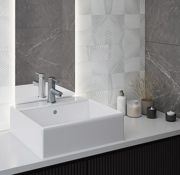 Comprar PL002 LAVABO TIBER CUADRADO CERAMICO COLOR BLANCO. Pisos y azulejos en México