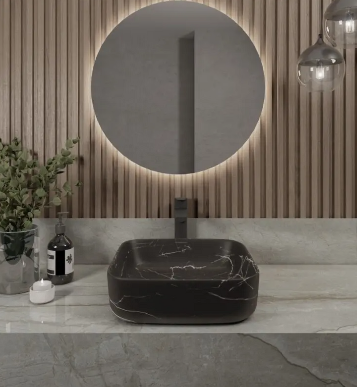 Comprar PL022 LAVABO DUOMO MARMOLEADO NEGRO MATE. Pisos y azulejos en México