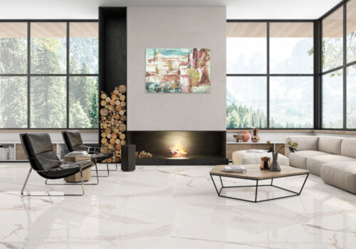 Comprar PORCELANATO GRAN FORMATO CASTEL STATUARIO GOLDEN BLANCO 60 CM X 120 CM. Pisos y azulejos en México