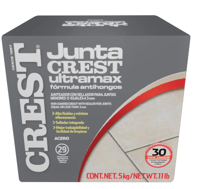 Comprar JUNTACREST ANTIHONGOS GRIS ACERO 5KG. Pisos y azulejos en México