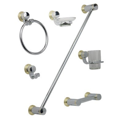 Comprar JE-120 JUEGO DE ACCESORIOS CORINTO 6 PZAS CROMO/ORO. Pisos y azulejos en México