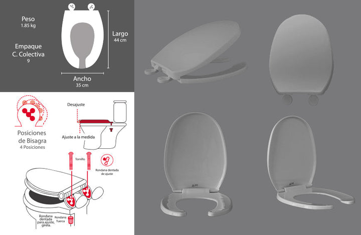 Comprar ASIENTO ALARGADO ELITE GRIS PERLA. Pisos y azulejos en México